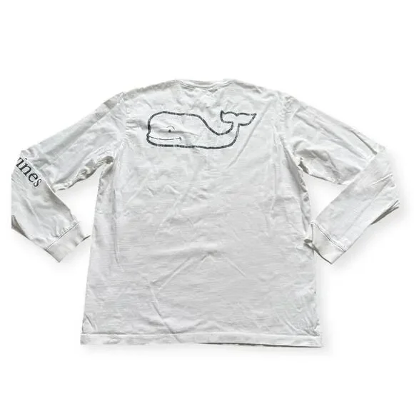 Vineyard Vines Men's White Long Sleeve Logo T-Shirt - M - Picture 5 of 5